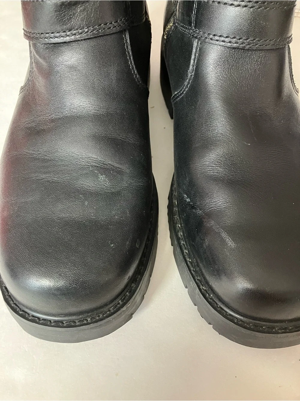 Harley Davidson Side Str. Black Leather Size Zip Moto Boots, Men’s 8 1/2, #91080